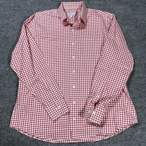 Peter Millar Shirt Button Up Gingham Check Red White Plaid Mens XL Preppy Casual